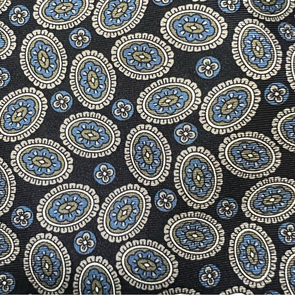 VINTAGE CHRISTIAN DIOR Elegant Blue Patterned Tie Paisley Floral - Picture 4 of 9